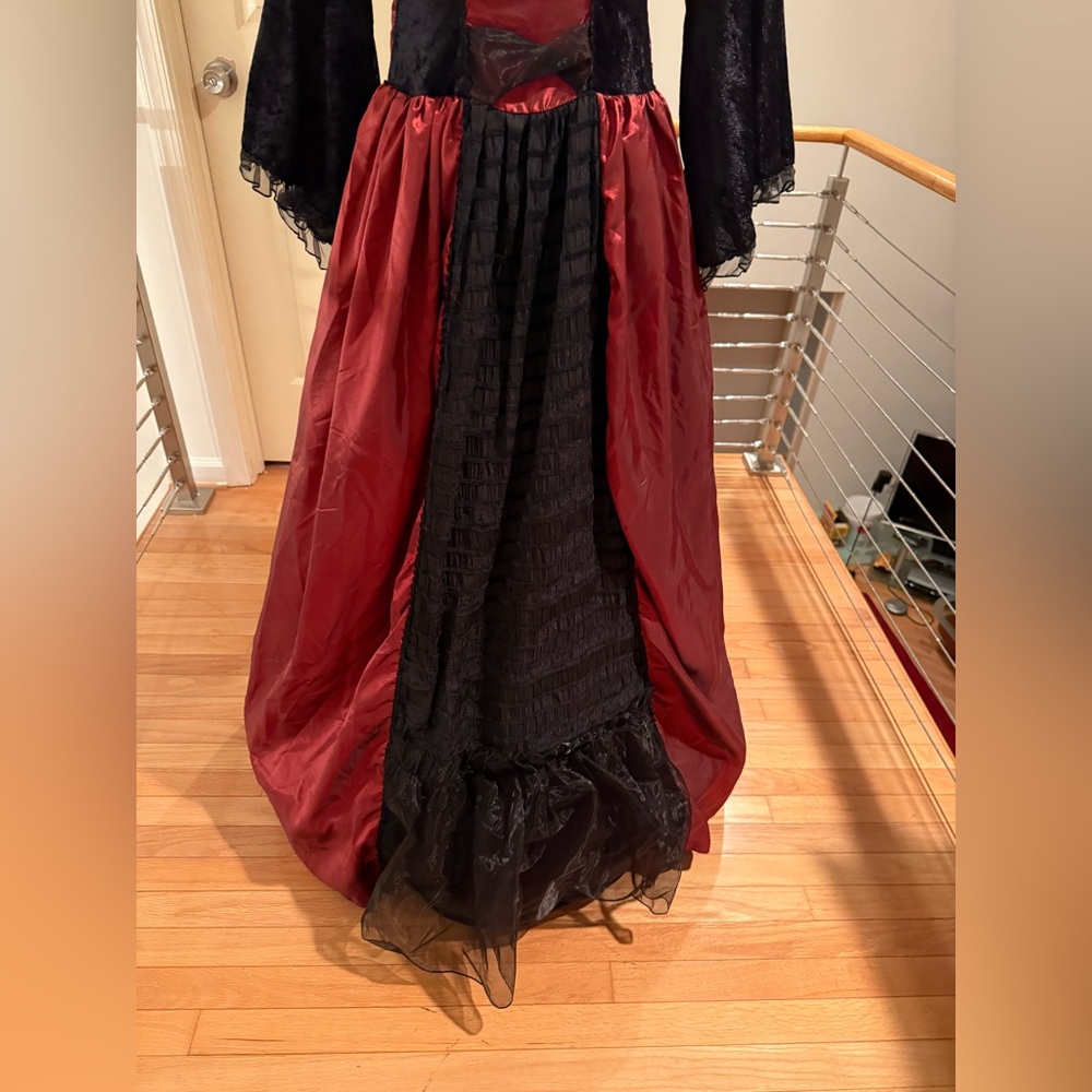 Vampire Queen M Halloween Dress Costume Black and Red Gown - Picture 5 of 13